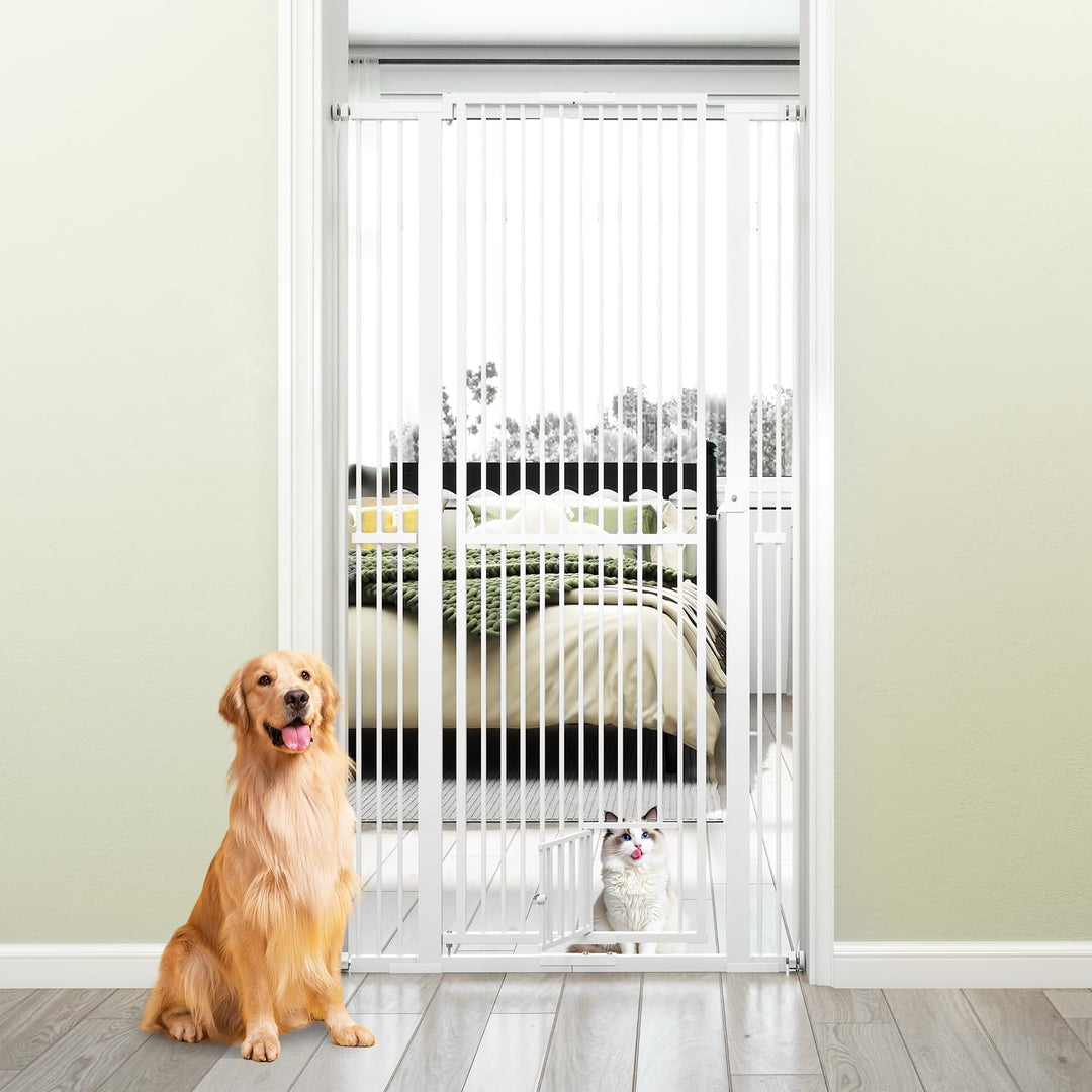 COSTWAY Türschutzgitter Hunde, Absperrgitter ganz hoch, 77-104 cm x 171 cm, Schutzgitter mit Kleiner
