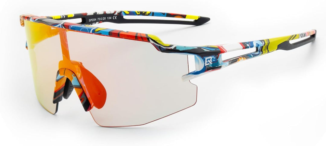 ROCKBROS Fahrradbrille UV 400 Sonnenbrille Photochromatisch Brille Klar Winddicht Sportsbrille für O