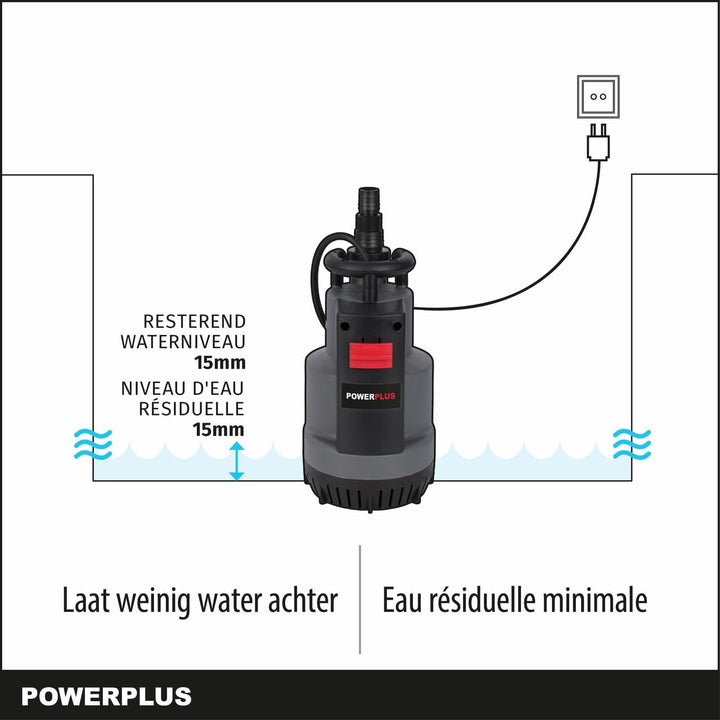 Powerplus Elektrische Wasserpumpe POWEW67920-750 W Tauchpumpe, Maximaltemperatur 35°C und Fördermeng