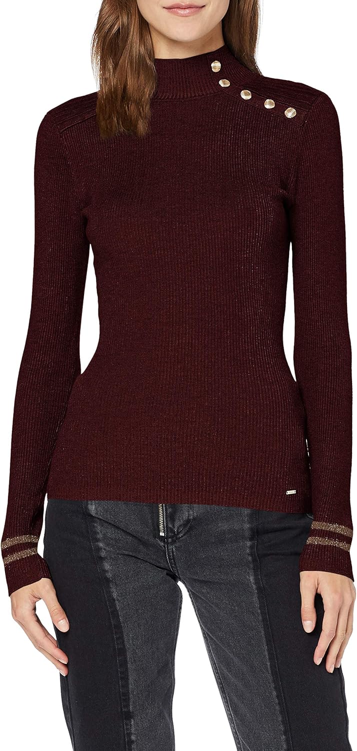 Morgan Damen Pull Boutons Épaule Mavao Pullover Small Kurz Weinrot, Small Kurz Weinrot