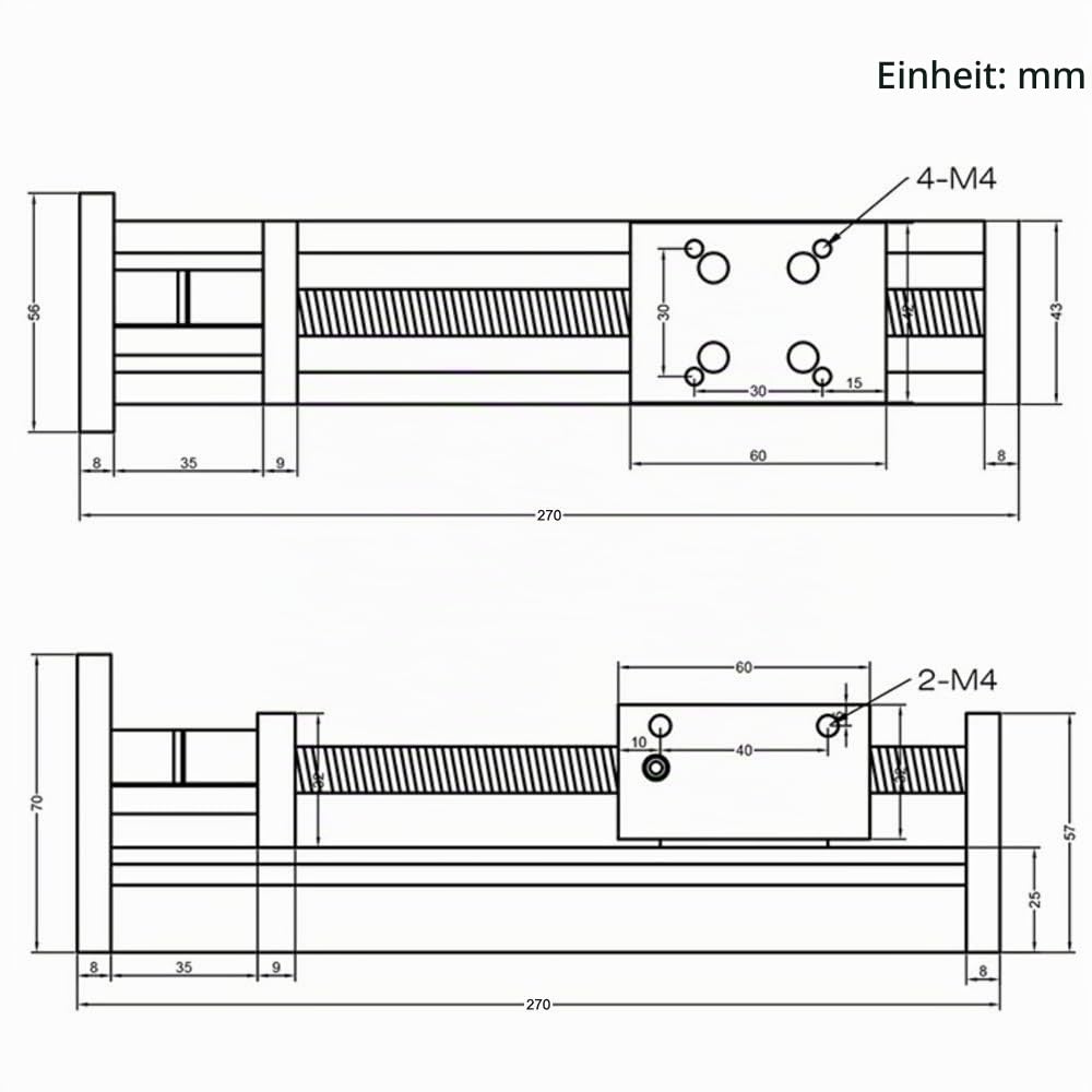 Zeberoxyz 150mm effektive Länge Linear Schienenführung Kugelumlaufspindel SFU1605 mit quadratischen