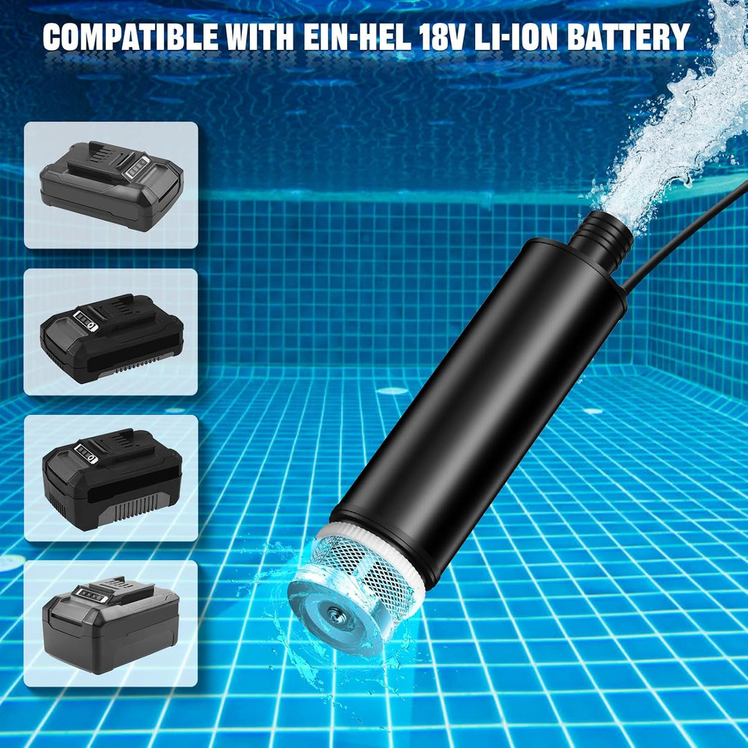 Wasserpumpe für Einhell 18V Akku, 500GPH Tauchpumpe Schmutzwasserpumpe Saugpumpe Absaugpumpe Flachwa