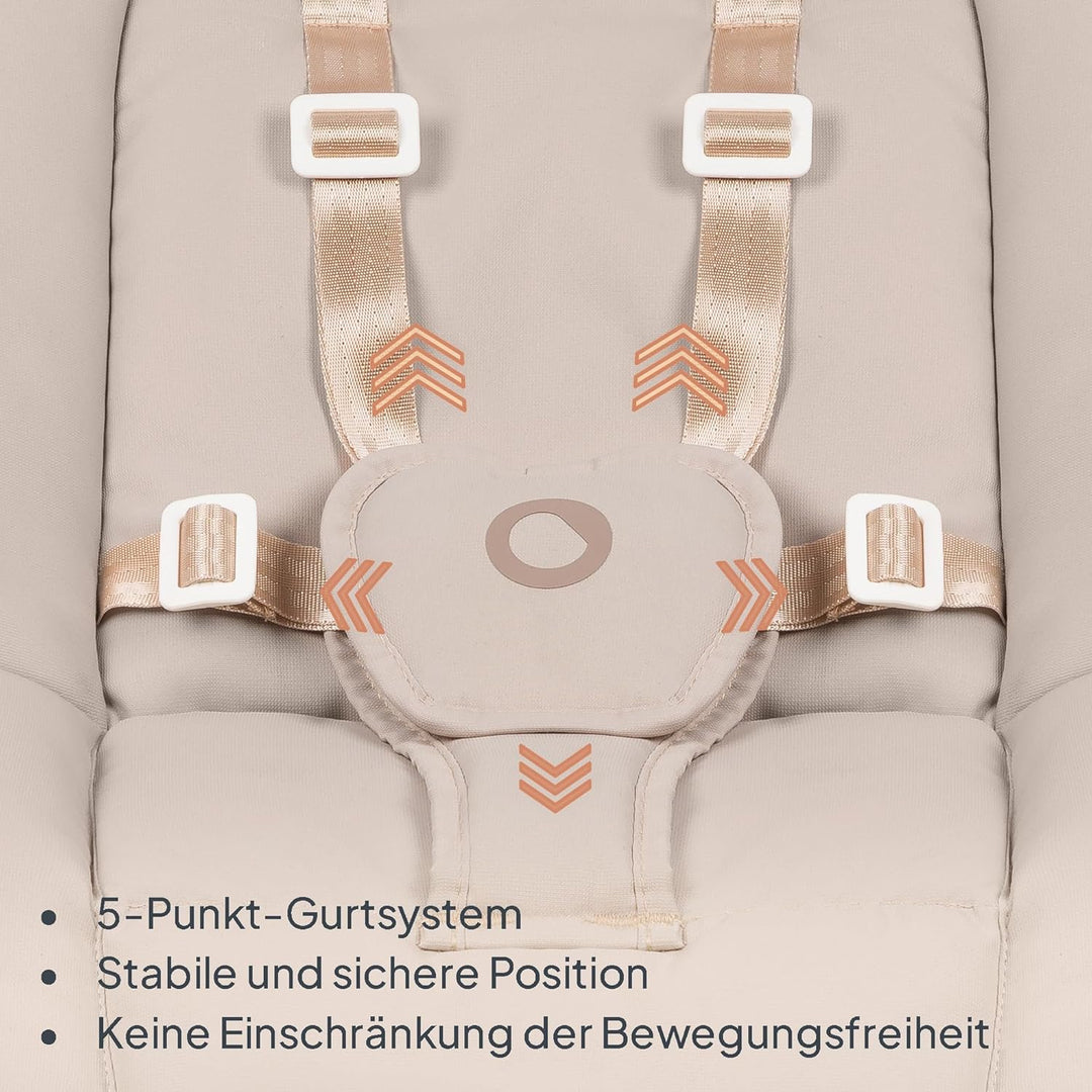 Lionelo Celia Rocker Babywippe ab Geburt bis 9 kg, verstellbare Rückenlehne, 5-Punkt-Gurt, Spielboge