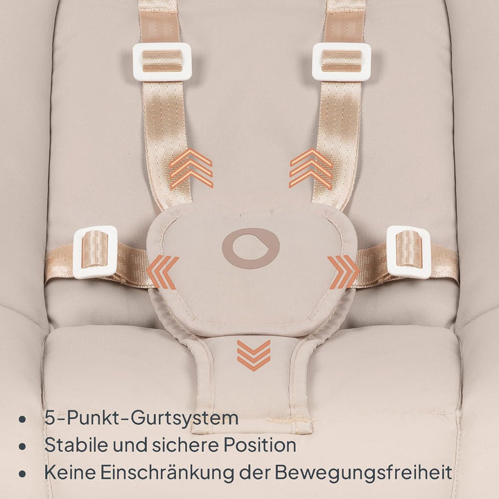 Lionelo Celia Rocker Babywippe ab Geburt bis 9 kg, verstellbare Rückenlehne, 5-Punkt-Gurt, Spielboge