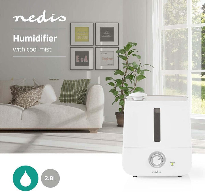 Nedis - Befeuchter - 2,8 l - Kühlnebel - Automatischer Stopp - Einfach einstellbar - Für gesundes, g