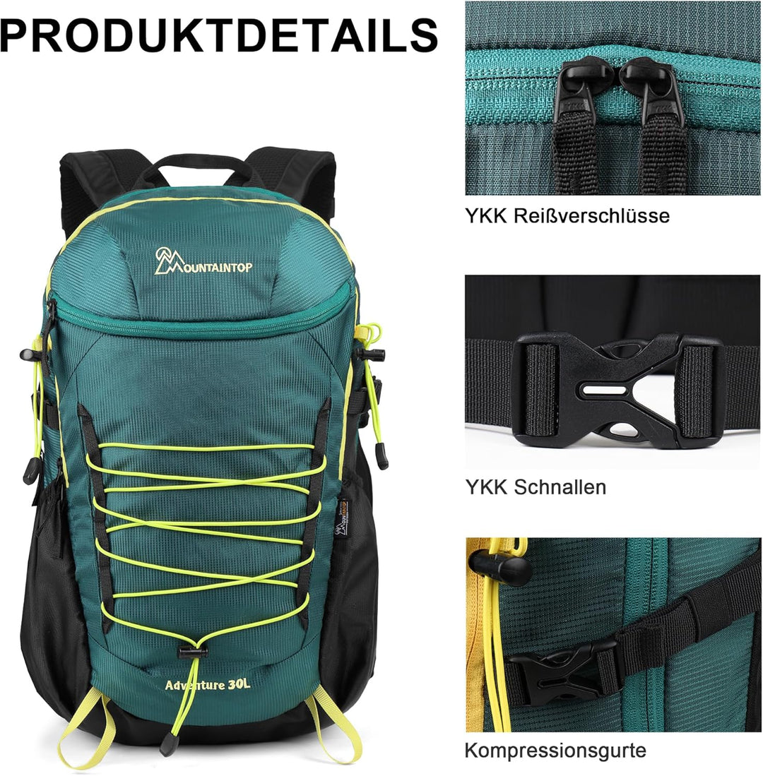 Mountaintop 25L/30L Wanderrucksack Daypack Damen Herren für Tageswanderungen, Outdoor, Radtouren 30l
