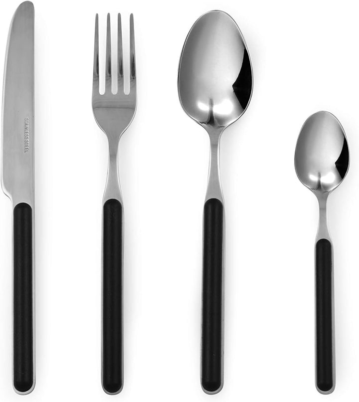 Excelsa Eclipse Besteck-Set, 24-teilig, Edelstahl 18/0 Schwarz, Schwarz