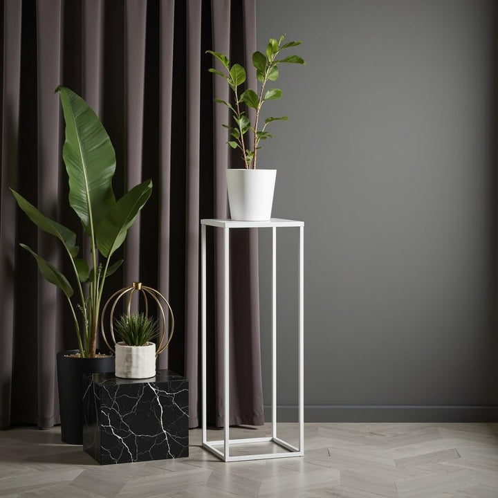 Pflanzenständer Ferro - 24x24x80cm - Farbe Weiss - für Zimmerblumen - Metallregal - Dekorativer Tisc