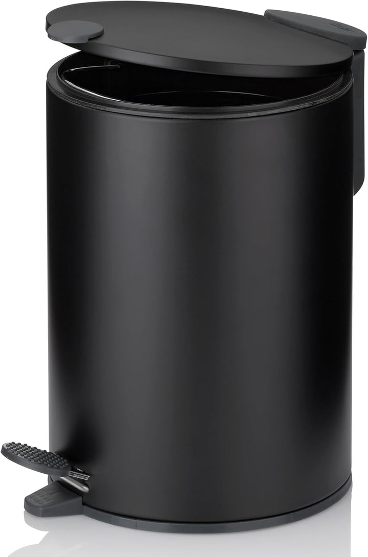 kela Kosmetikeimer schwarz matt 3l, Silent-Close-Deckel, Tretmülleimer Badezimmer MATS, Badmülleimer