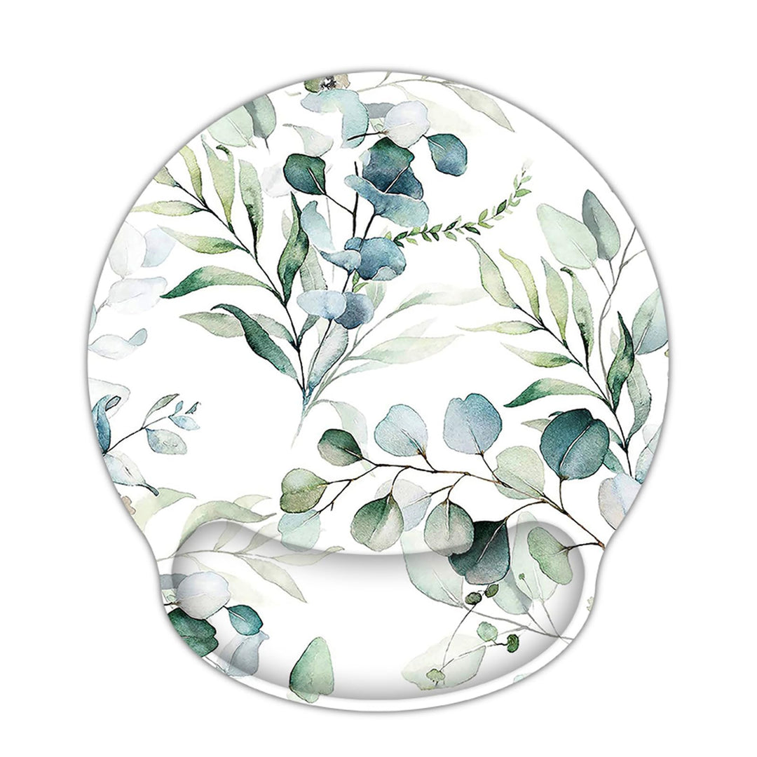 AOKSUNOVA Mauspad mit Gelkissen Ergonomisches Mauspad Grünen Blättern Mousepad mit Handauflage MB-42
