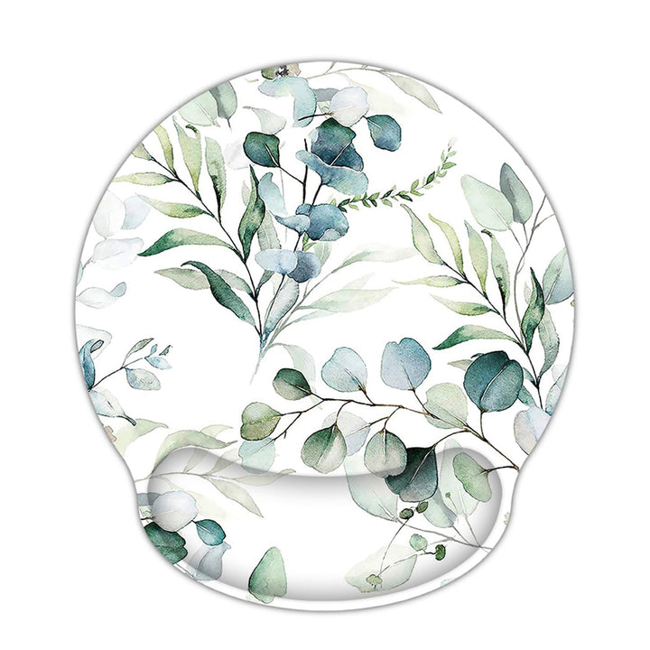 AOKSUNOVA Mauspad mit Gelkissen Ergonomisches Mauspad Grünen Blättern Mousepad mit Handauflage MB-42