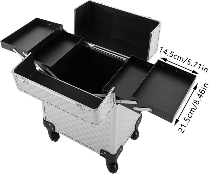 OUKANING Schminkkoffer Trolley 41L grosses Fassungsvermögen, wasserdicht und feuerfest, mit Zahlensc