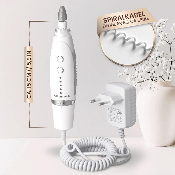 GRUNDIG Maniküre Set elektrisch - Schöne Nägel dank Power LED und 17tlg Saphir Zubehör Pediküre Fuss