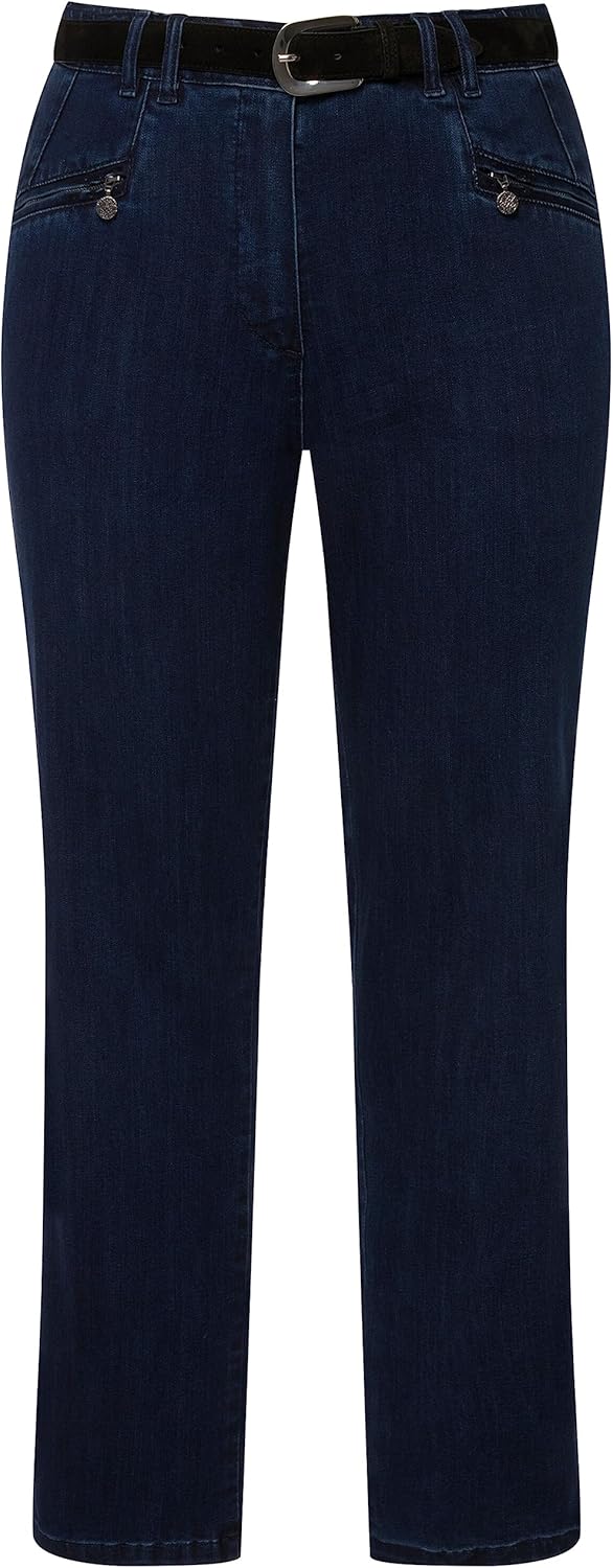 Ulla Popken Damen Mony Jeans 32W / 30L Dark Blue Denim, 32W / 30L Dark Blue Denim