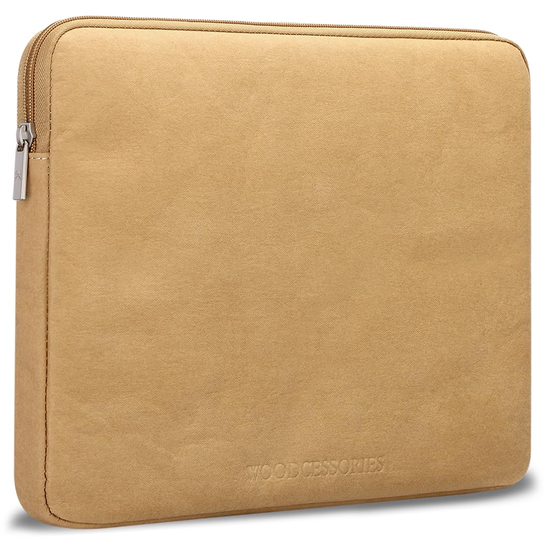 Woodcessories - Nachhaltige Laptoptasche kompatibel mit MacBook 11-14 Zoll Hülle Braun - aus Papier