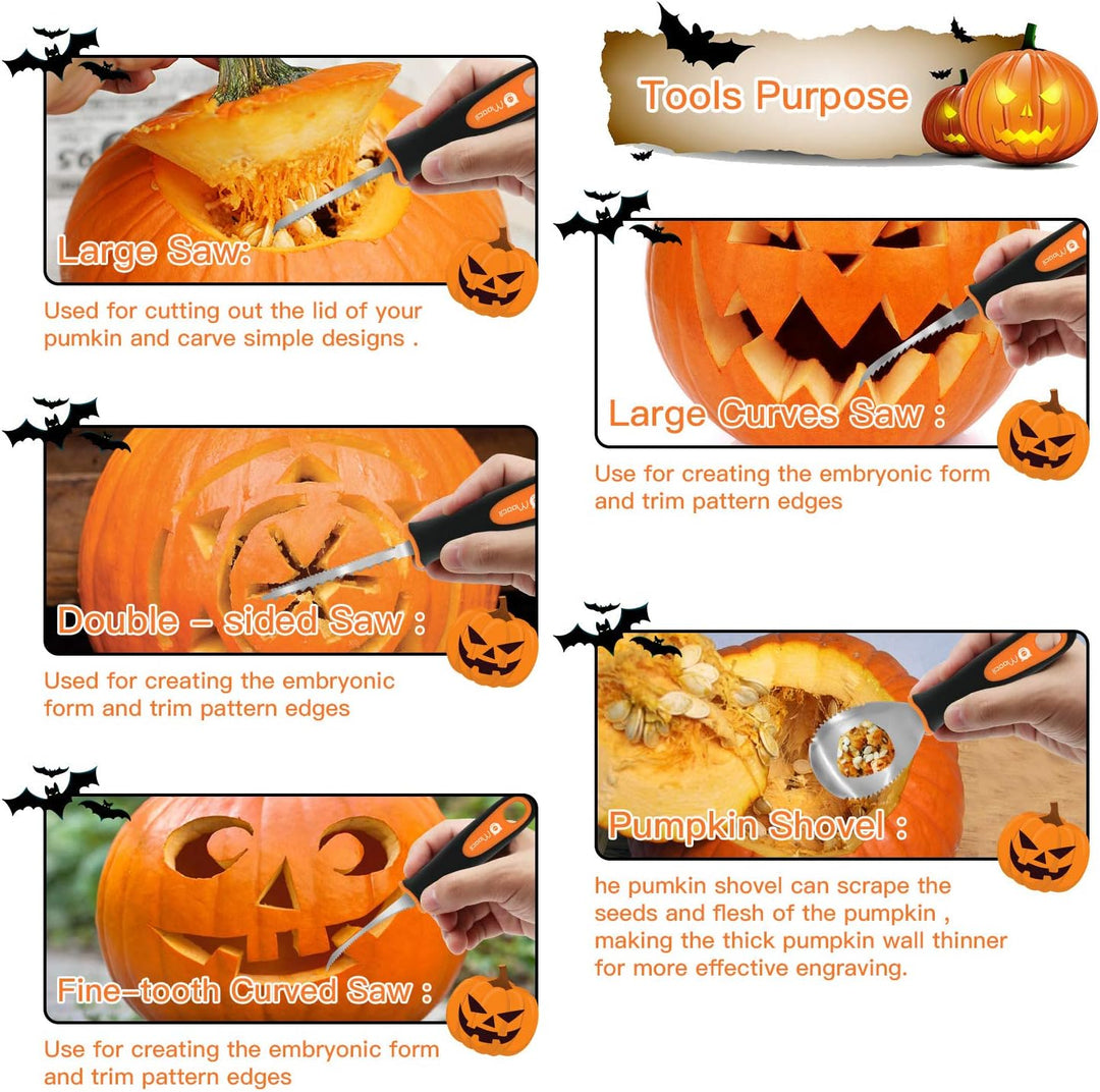 Moocii kürbis schnitzwerkzeug für Halloween DIY Dekoration 10 Stück Werkzeug Doppelseitiges Bildhaue