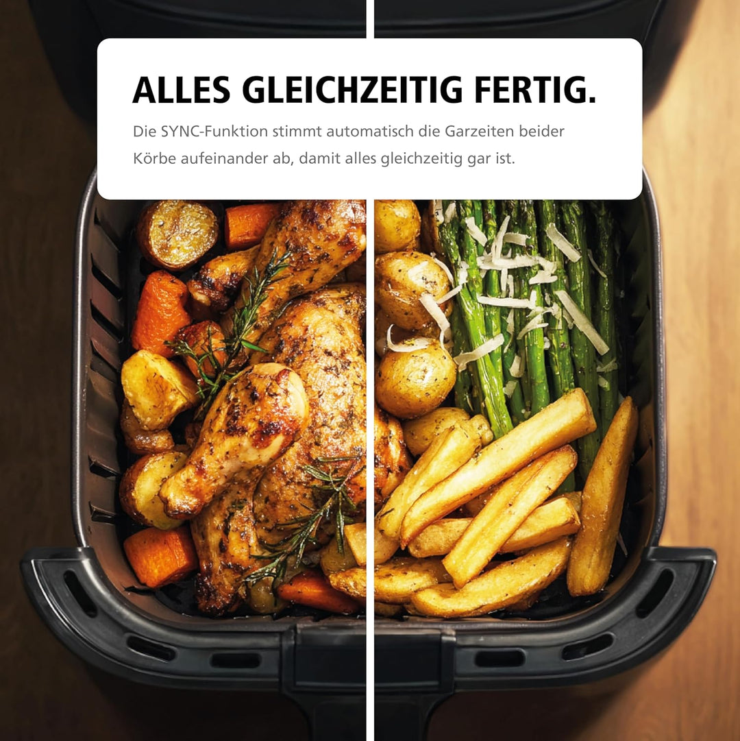 Brabantia Double Stack Airfryer XXL, 10 L, 2 Vertikale Schubladen, PFAS-frei, Heissluftfritteuse, 6