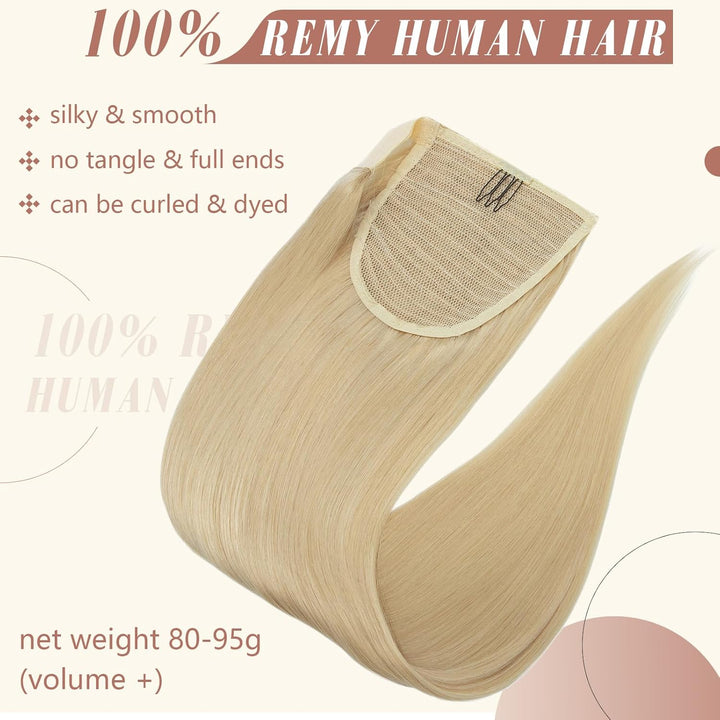 Elailite Pferdeschwanz Haarteil Extensions 100% Echthaar Zopf Haarverlängerung Damen Clip in Ponytai