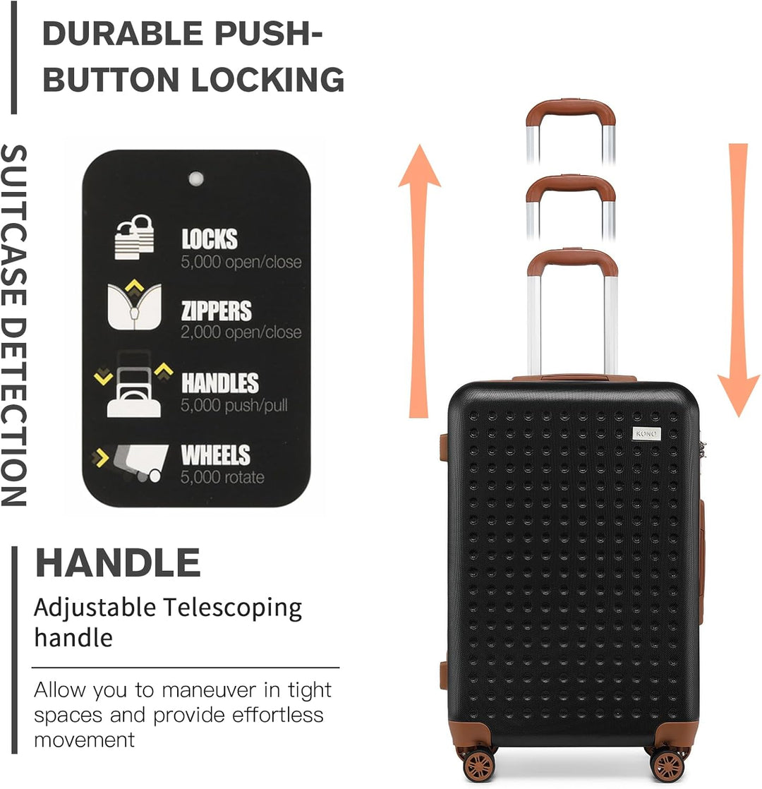 KONO Koffer Trolley Klein Hartschalenkoffer Reisekoffer von ABS Hartschalen Handgepäck mit 4 Spinner