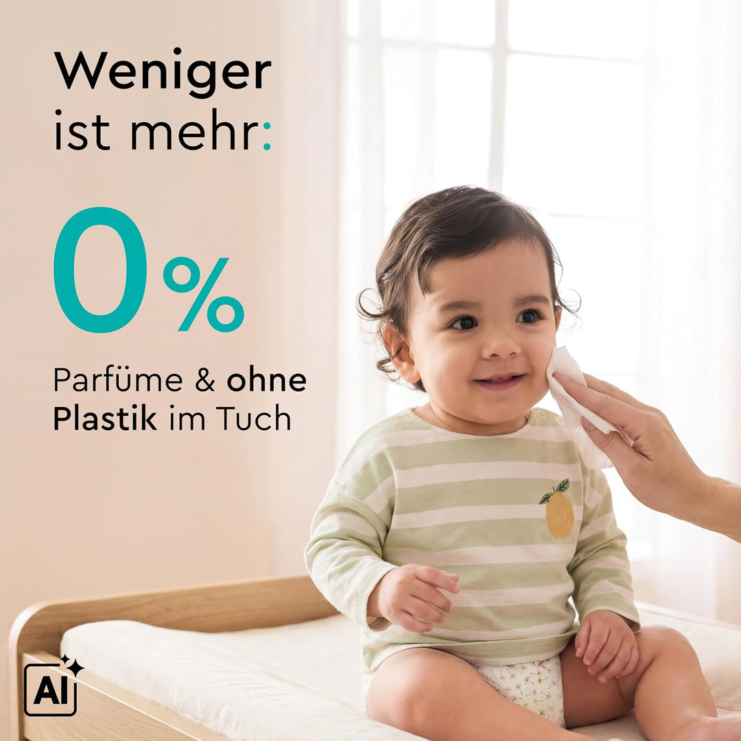 LILLYDOO Baby Feuchttücher mit 99% Wasser, 10 x 60 Stück (600 Feuchttücher), 100% plastikfreies Tuch