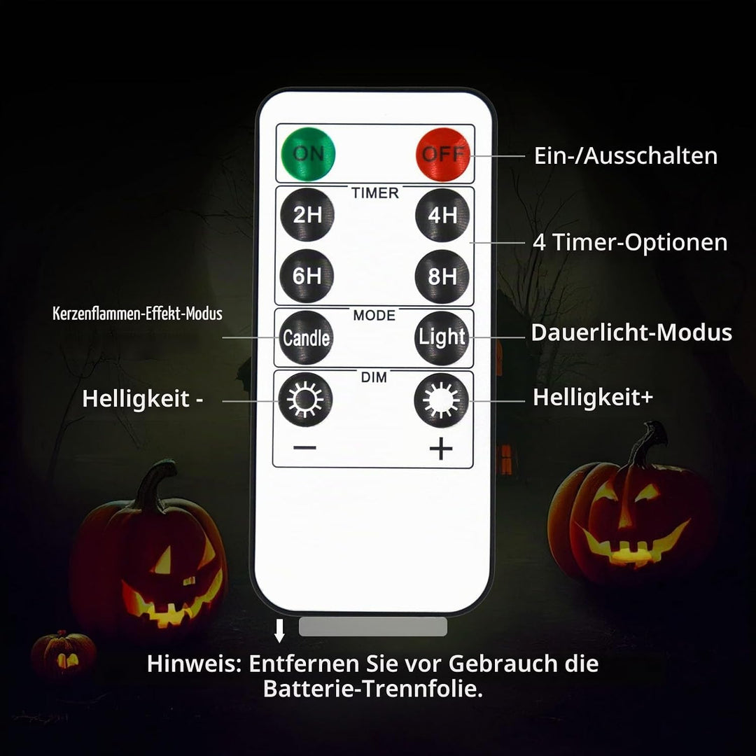 A.bigwhale LED Licht mit Fernbedienung, 4 Stück LED Jack-O-Lantern Lichter, Halloween Kürbis Lichter