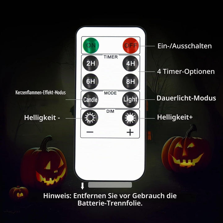 A.bigwhale LED Licht mit Fernbedienung, 4 Stück LED Jack-O-Lantern Lichter, Halloween Kürbis Lichter