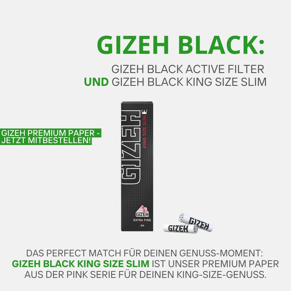 GIZEH BLACK Active Filter – Aktivkohlefilter slim 6 mm Durchmesser – Aktivkohlefilter slim mit Aktiv