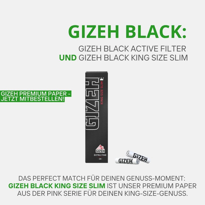 GIZEH BLACK Active Filter – Aktivkohlefilter slim 6 mm Durchmesser – Aktivkohlefilter slim mit Aktiv