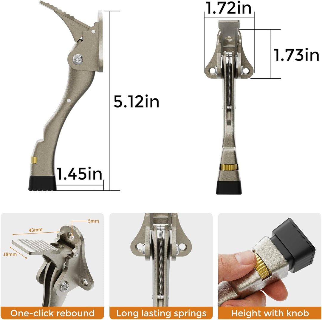 Türstopper, 2 Packungen Kickdown-Türstopper mit One-Touch, verstellbare Höhe und Gummispitze, 10,2 c
