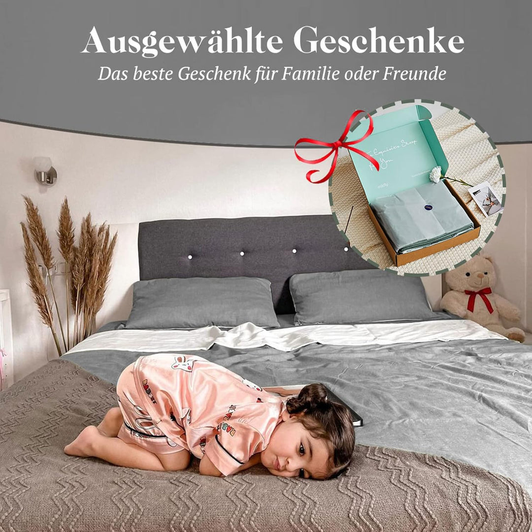 MILDLY Bettwäsche 200x200 Baumwolle, Bettwäsche-Sets Rauchgrau 3 Teilig mit Reissverschluss Ähnliche