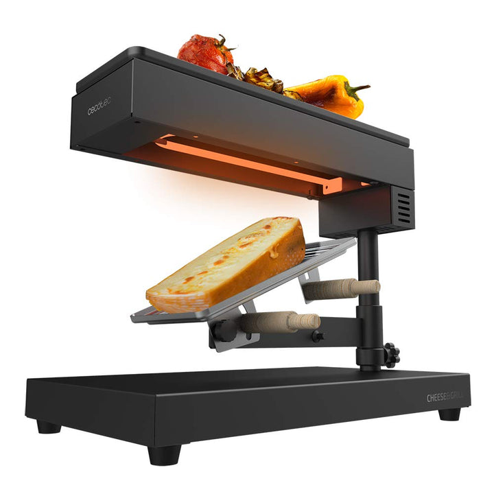 Cecotec Raclette Cheese&Grill 6000 Black. Potencia 600W, Función Grill, Acabado Acero INOX, Termosta