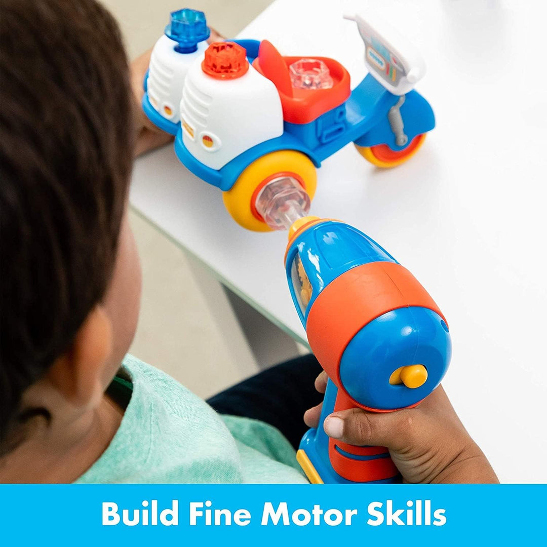 Learning Resources Design & Drill Schrauberkumpel Polizeimotorrad, Konstruktionsspielzeug für die Fe