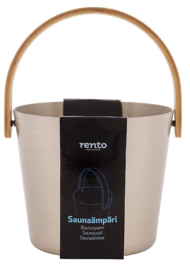 Rento - Saunaeimer - Aluminium mit Bambushenkel - Champagner - 5 Liter