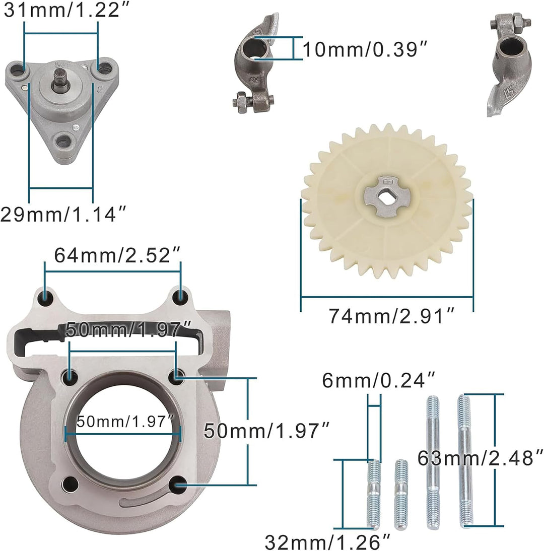 GOOFIT Big Bore Zylinder Kit Ersatz für GY6 50cc 139QMB Racing Scooter Parts 50mm Bore