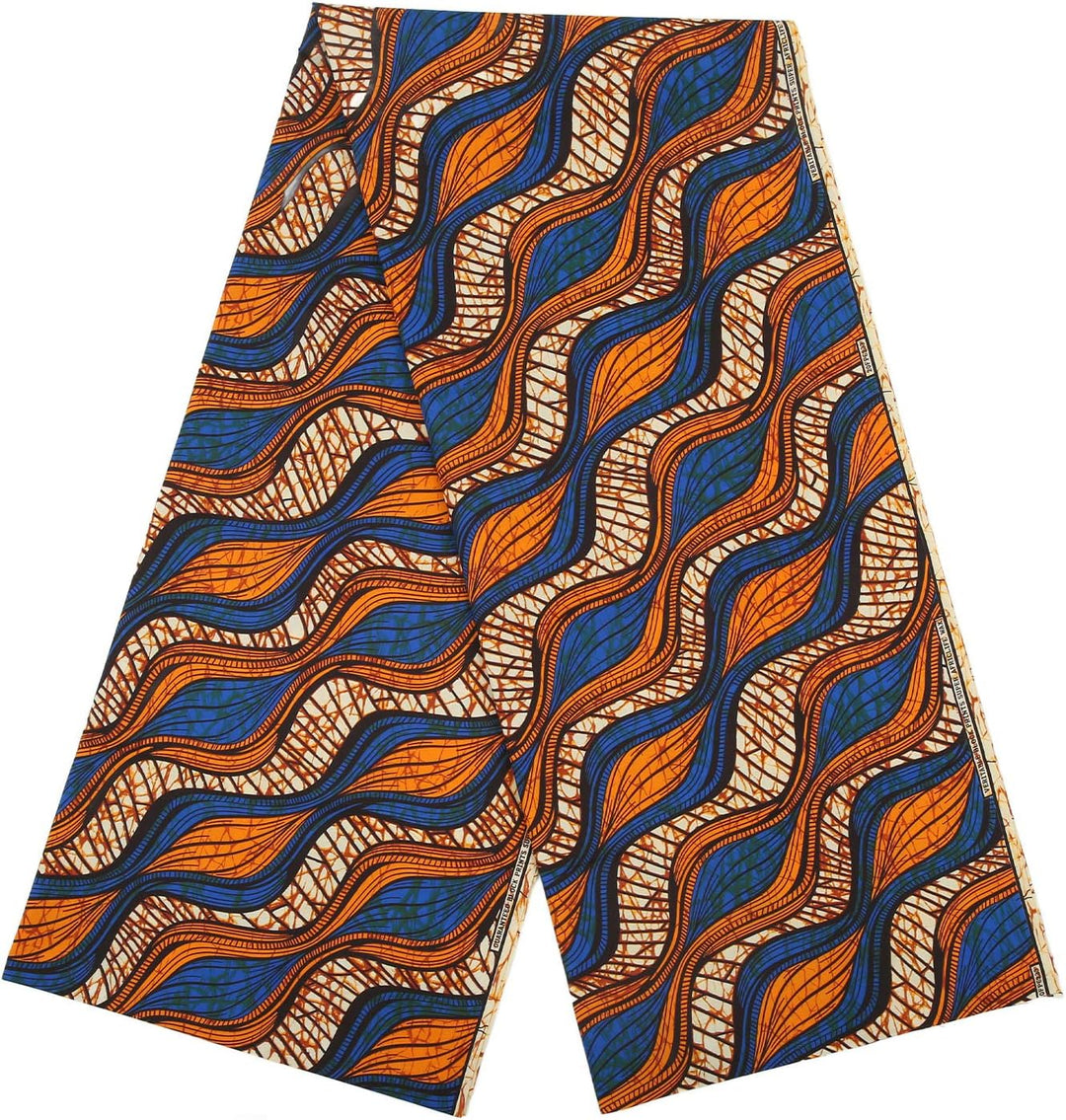 Eujgoov 6 Yards Afrikanischer Polyester-Wachsdruck-Stoff Afrikanischer Stoff für Partykleid DIY Bär