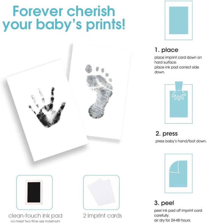 Pearhead P62200 Chevron Babybuch mit Clean Touch Stempelkissen, grau (Texte auf Englisch), 1 Stück (