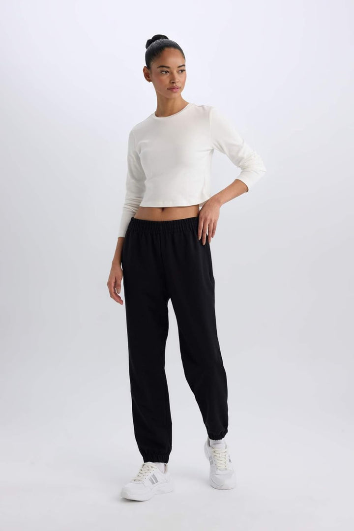 DeFacto Damen Cargohose - Hosen für Damen mit Taschen Wide Leg Pants Women S Schwarz, S Schwarz
