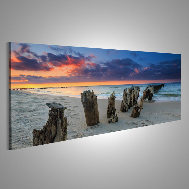 islandburner Bild Bilder auf Leinwand Sonnenuntergang am Strand der Ostsee Wandbild, Poster, Leinwan