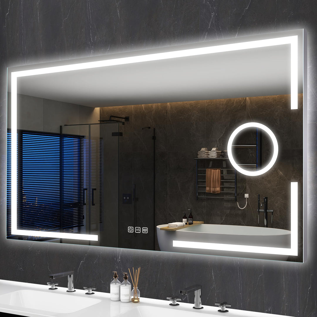 S'bagno 120x70cm Schminkspiegel mit Beleuchtung, Badspiegel mit Beleuchtung mit Berührungssensor/Dim