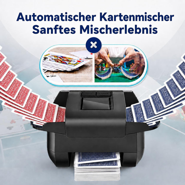 Kartenmischer für 1-2 Decks, Auto-Stop &amp; Handbetrieb, USB-betrieben | Perfekt für Poker, Blackjack u