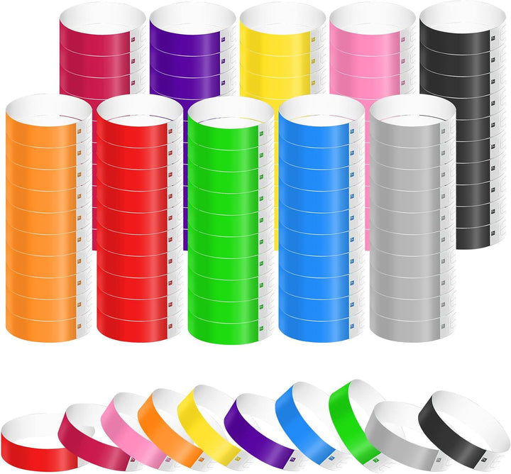 KINBOM 1100 Stück Neon Festival Armbänder, Wasserdicht Bändchen Papier Event Armbänder Bunt Handgele