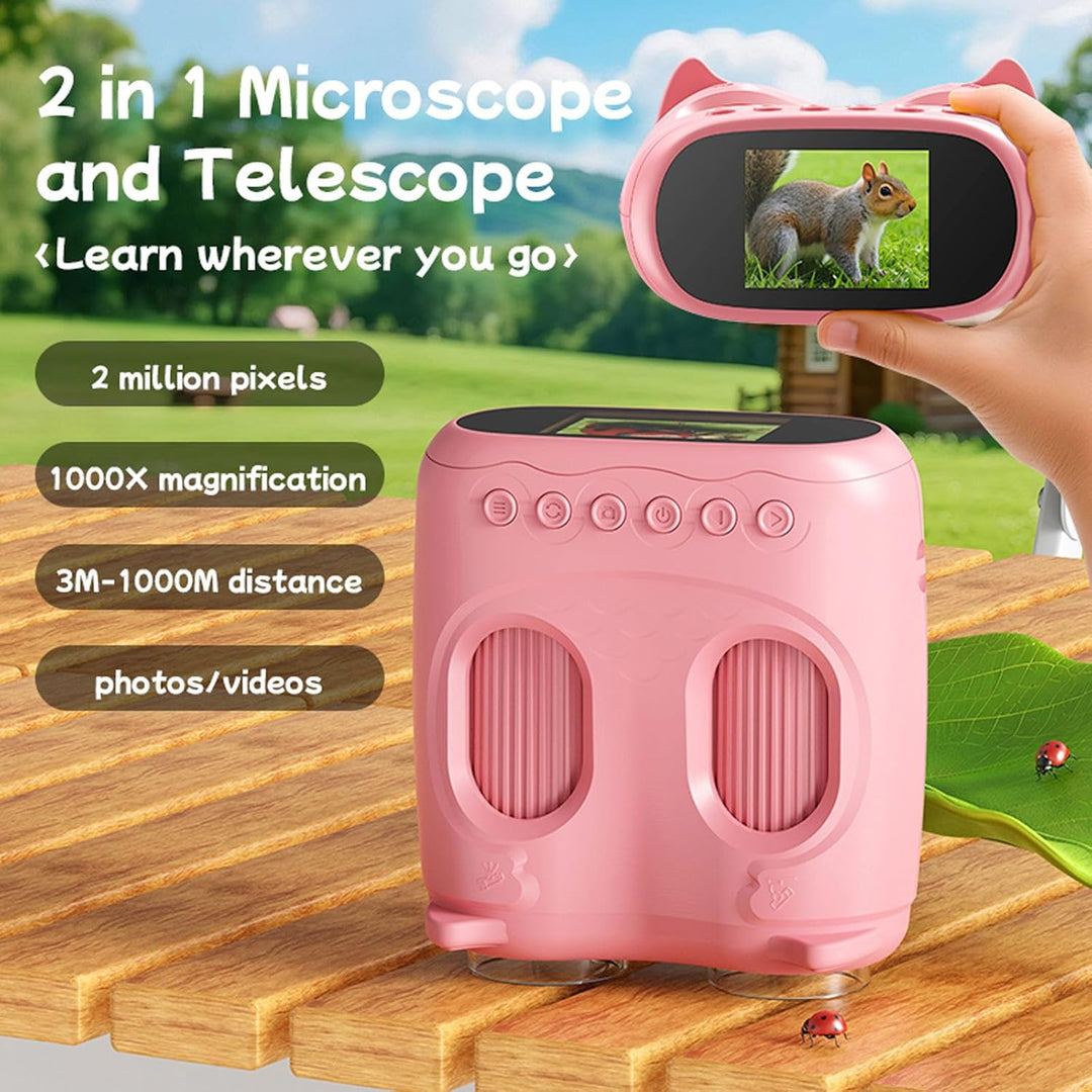 2 in 1 Mikroskop und Teleskop, Mikroskope für Kinder, tragbares Taschen Mikroskop, 1000 x Handmikros