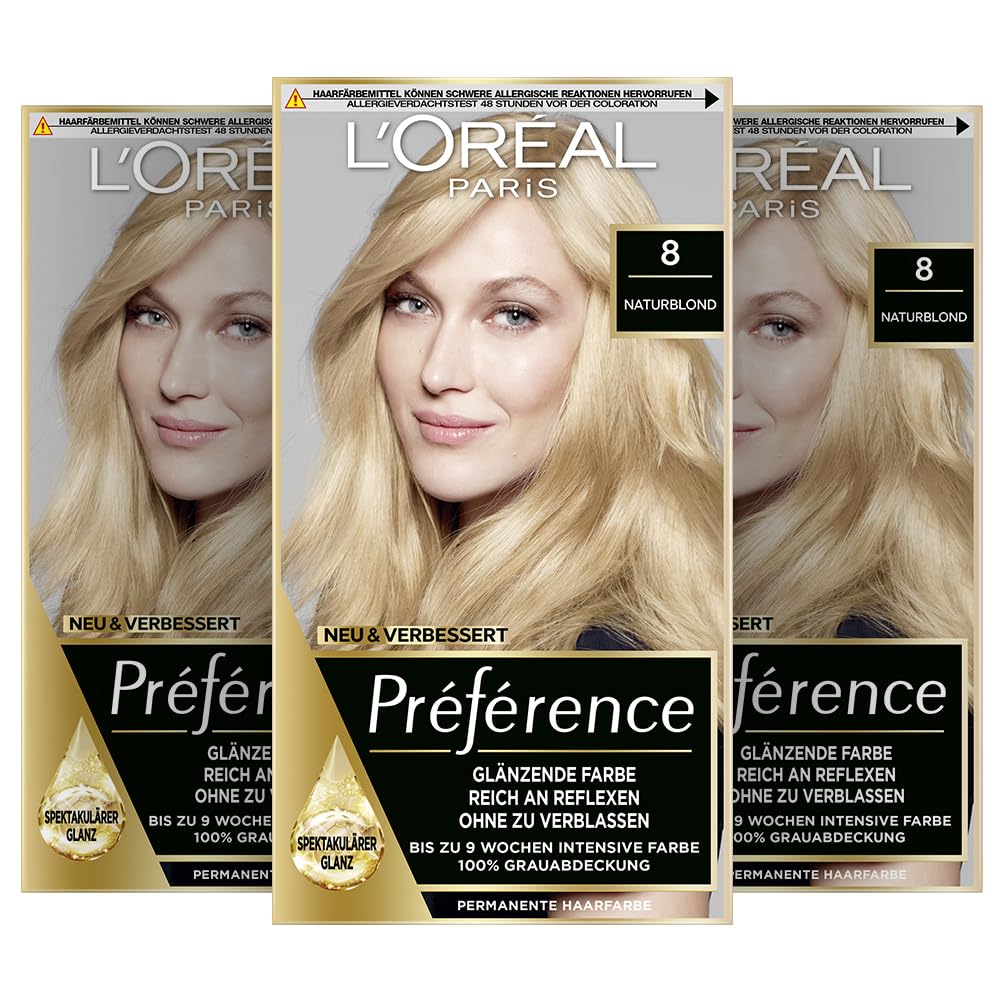 L'Oréal Paris Permanente Haarfarbe, Haarfärbeset mit Coloration und Farbglanz-Pflegebalsam, Préféren
