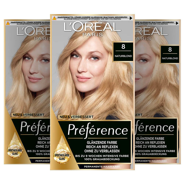 L'Oréal Paris Permanente Haarfarbe, Haarfärbeset mit Coloration und Farbglanz-Pflegebalsam, Préféren