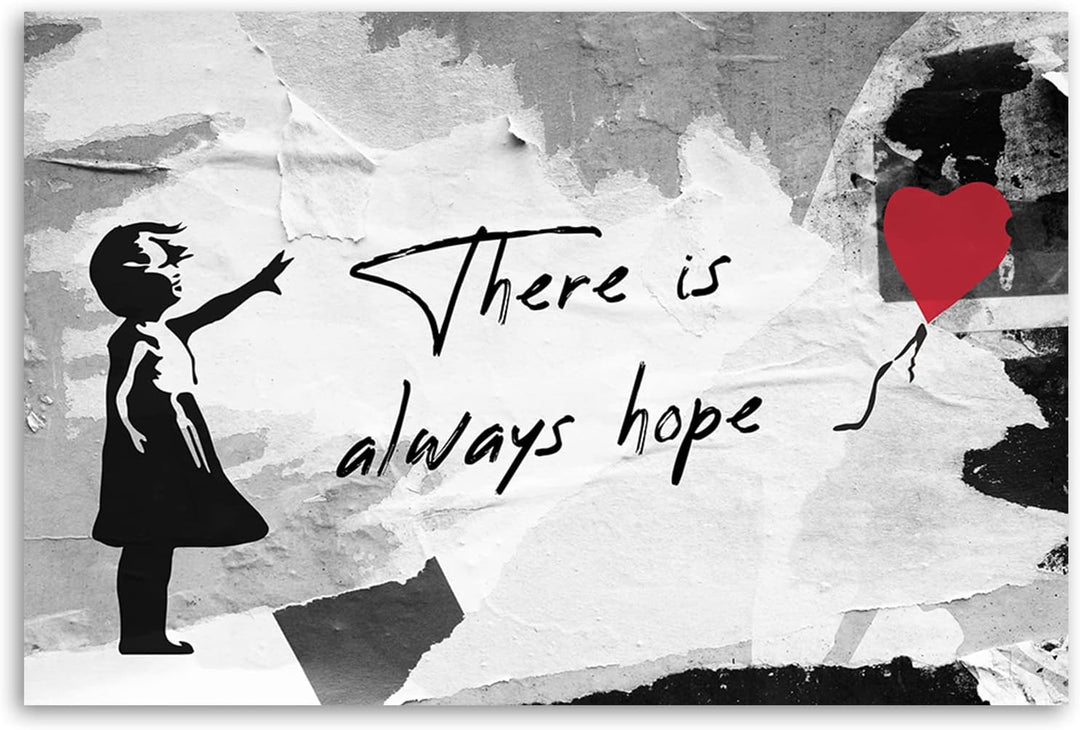 Feeby Bilder 115x75 cm Banksy Mädchen Mit Ballon 1 tlg Modern Wandbilder Leinwandbilder Bild auf Lei
