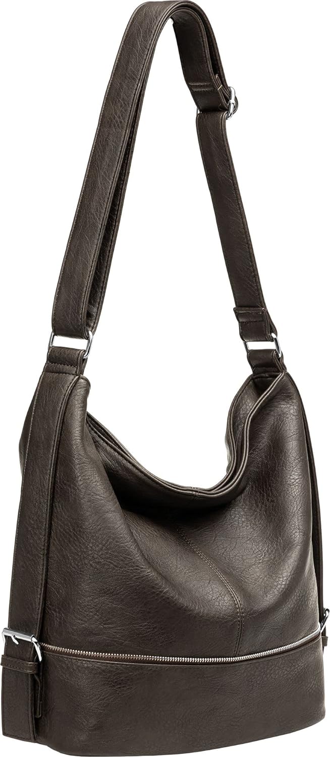 Caspar TS732 grosse Damen XL Umhängetasche Dunkelbraun, Dunkelbraun