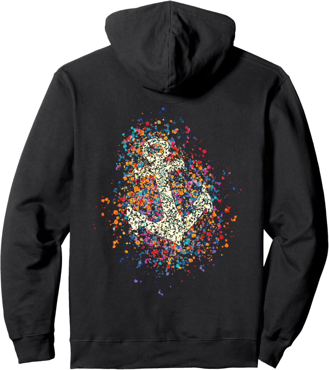 Anker Bunte Farbspritzer Farbkleckse Seemann Segeln See Ahoi Pullover Hoodie