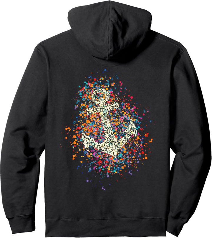 Anker Bunte Farbspritzer Farbkleckse Seemann Segeln See Ahoi Pullover Hoodie