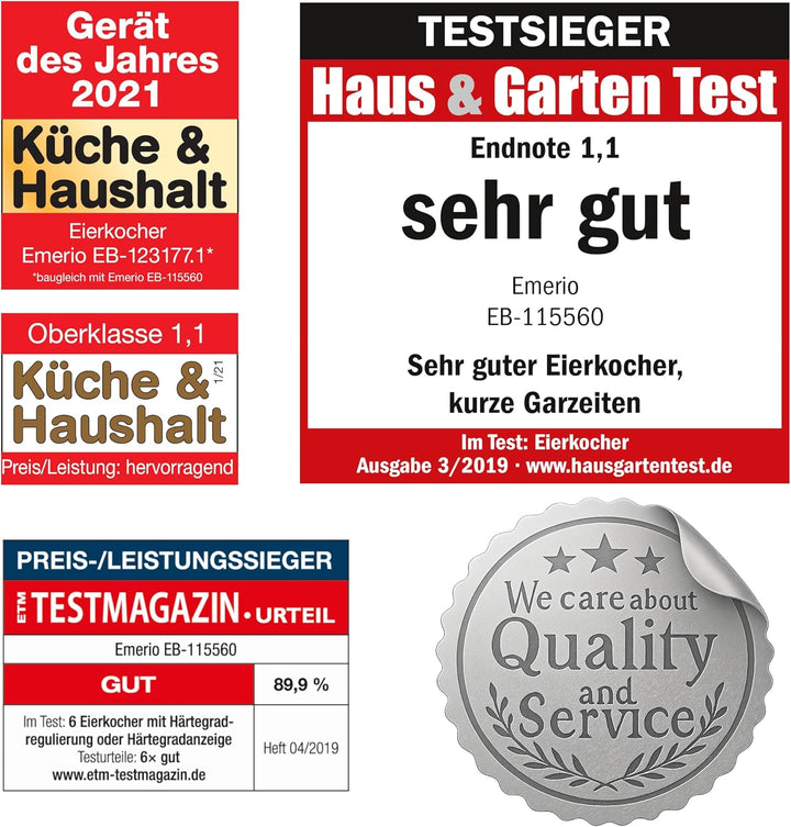 EMERIO ausgezeichnet einzigartiger Eierkocher kocht alle drei Garstufen [weich|mittel|hart] in nur e