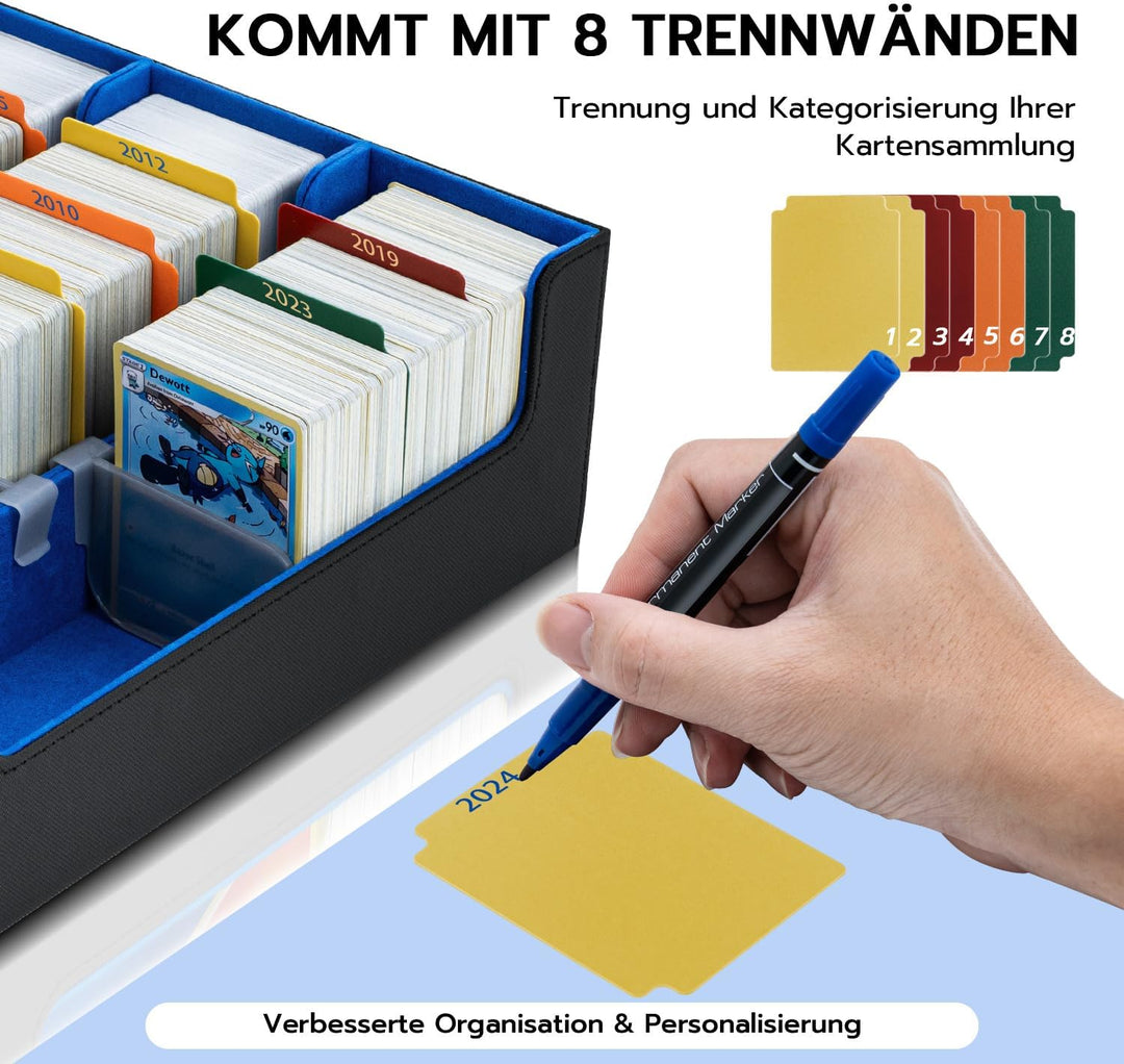 Card Deck Box for MTG, Gathering Kartenbox für 1800+ Karten mit Trennwänden,PU Leder Starkes Magneti